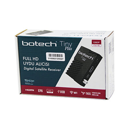 BOTECH TİNY PLUS FULL HD DİJİTAL UYDU ALICISI 1080P - HDMI - USB - WIFI - EPG - OTOMATİK KANAL GÜNCELLEME (5042)
