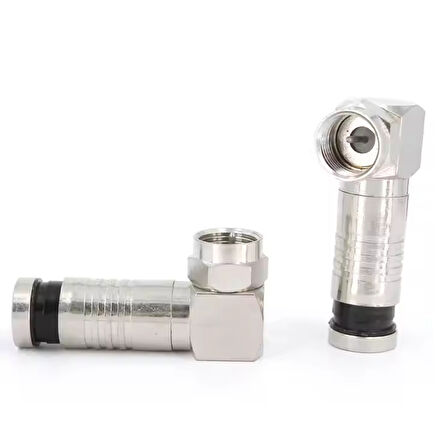 SIKMALI RG6/U6 L TİPİ ÇEVİRMELİ F KONNEKTÖR  (SIKMALI + L TİP ÇEVİRMELİ) (5042)