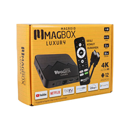MAGBOX MAGROID LUXURY 32 GB HDD 2 GB RAM BLUETOOTH 5G SES KOMUT KUMANDALI ANDROID TV BOX (5042)