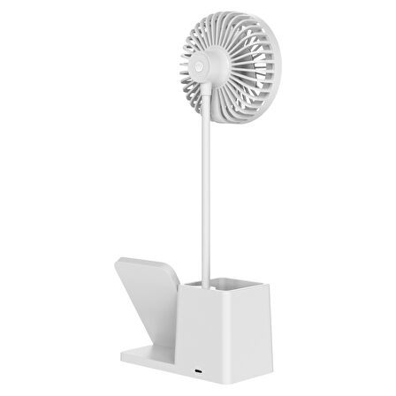 BEYAZ TYPE-C 10W KABLOSUZ ŞARJ CİHAZI FANLI KALEMLİKLİ MASA LAMBASI SL-M9055 (5042)