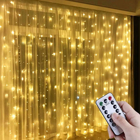 Uzaktan Kumandalı LED Perdeye Takılabilen Kancalı Işık Usb 3x3 Metre Peri Perde LED (5042)