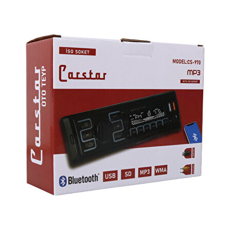 ÇİFT USB/SD/FM/AUX/BLUETOOTH KUMANDALI OTO TEYP 4X60 WATT CS-970 (5042)
