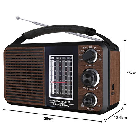 PORTATİF RADYO FM-USB-SD/MMC-AUX (88-108 FM FREKANS ARALIĞI) (5042)