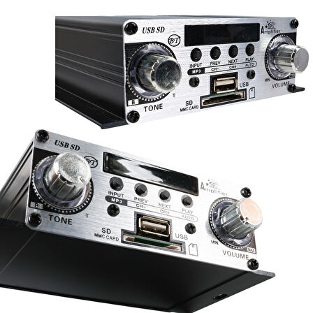 12 VOLT 100 WATT MOTOSİKLET BLUETOOTH AMFİ USB/SD 2 KANAL PAZARCI - ANFİ (125X95X40MM) (5042)