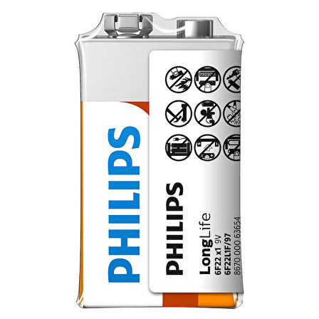 PHILIPS EXTRA ZINC CHLORIDE 6F22 9 VOLT PİL (12Lİ PAKET) (5042)