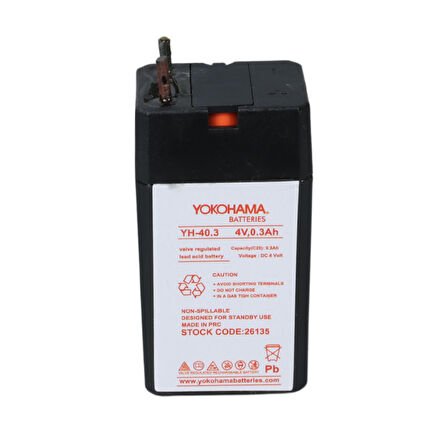 YOKOHAMA YH-40.3 4 VOLT - 0.3 AMPER KURU AKÜ (5042)