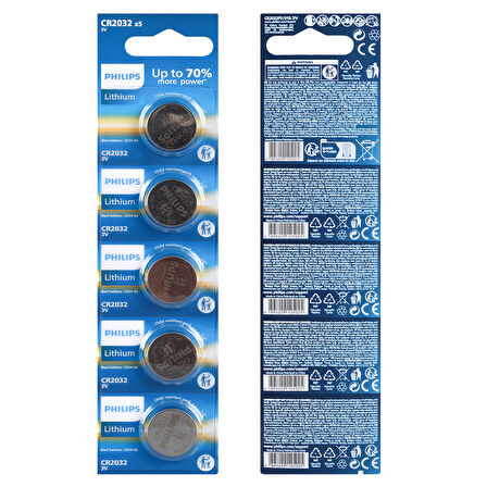 PHILIPS CR2032 3V LİTYUM MİNİ DÜĞME PARA PİL (BLİSTER 5Lİ PAKET) (5042)
