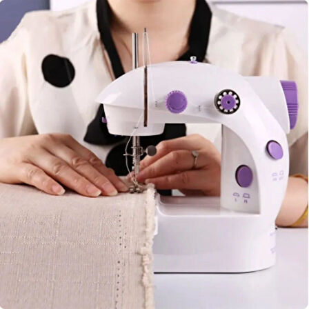 Pratik Taşınabilir Elektrikli veya Pilli Seyahat Tipi Hız Ayarlı Kademeli Dikiş Makinesi (5042)