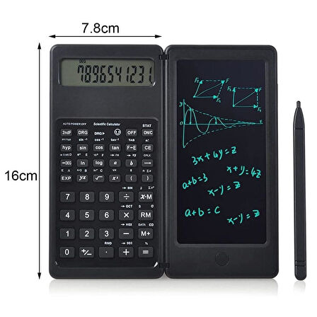 Silinebilir LCD Yazı Tabletli,Kalemli Katlanabilir Bilimsel Hesap Makinesi (5042)