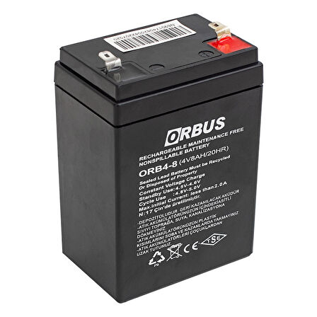 AKÜ 4 VOLT 8 AMPER ORBUS ORB4-8  (68 X 45 X 95 MM) (5042)