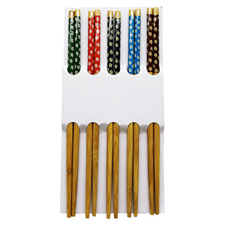 BAMBOO CHOPSTİCKS DESENLİ BAMBU 10 PARÇA  STICK ÇİN ÇUBUK SUŞİ KAŞIK (5042)