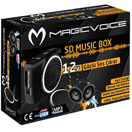 MAGICVOICE MV-17450 USB+SD KART GİRİŞLİ ŞARJLI MİNİ SEYYAR REHBER ANFİSİ (5042)