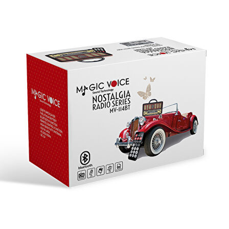 MAGICVOICE MV-114BT USB/SD/FM/BLUETOOTH DESTEKLİ TEK HOP LU NOSTALJİK RADYO (5042)
