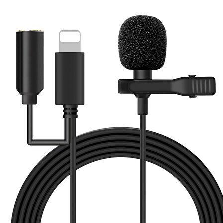 JH-041-A LIGHTNING GİRİŞLİ VE KULAKLIK GİRİŞLİ YOUTUBER YAKA MİKROFONU (5042)