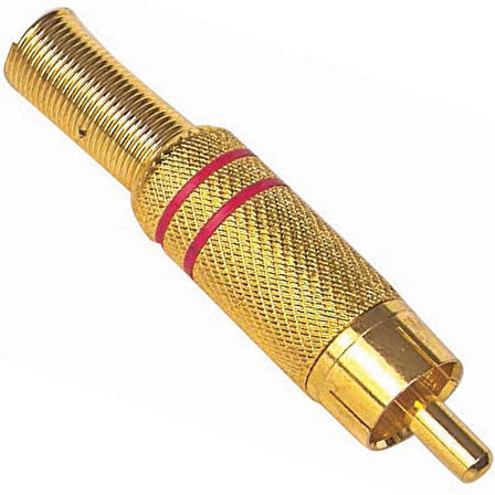 TOS FİŞ METAL ALTIN GOLD ERKEK KONNEKTÖR (SİYAH-KIRMIZI KODLU) RCA (5042)