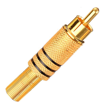 TOS FİŞ METAL ALTIN GOLD ERKEK KONNEKTÖR (SİYAH-KIRMIZI KODLU) RCA (5042)