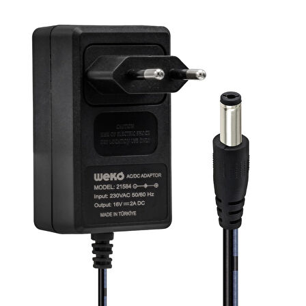 16 VOLT - 2 AMPER 5.5*2.5 UÇLU YERLİ ÜRETİM POWER JACKLI SANTRAL ADAPTÖRÜ (5042)