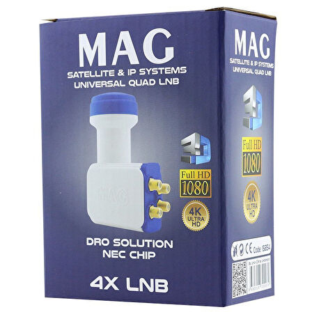 MAG DÖRTLÜ QUAD LNB ALTIN UÇLU NEC CHİP 0.1DB (5042)