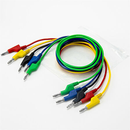 5 RENKLİ 1 METRE 1000V - 19A MULTIMETRE TEST UÇLARI KABLO KİTİ (5042)
