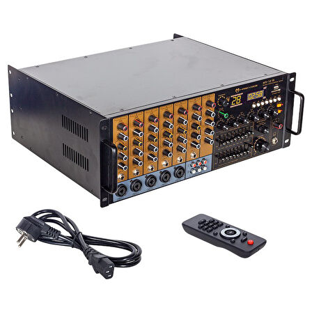 MAGICVOICE MV-1216 KÜP MİXER ANFİ USB BT UK RMS300W MAX 2400W 6 ZON +99DSP+4-16-70-100V TRAFOLU (5042)