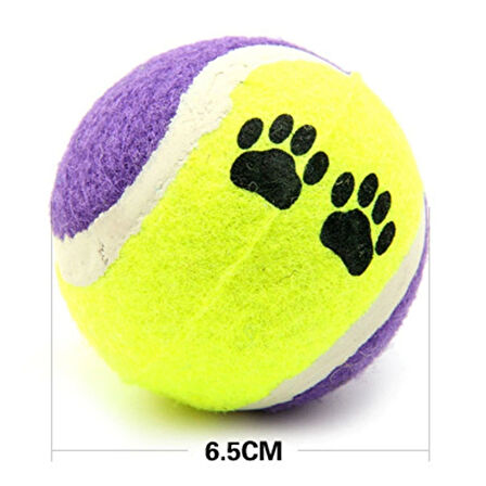 3&apos;lü Renkli Desenli Tenis Topu Kedi Köpek Oyuncağı (5042)