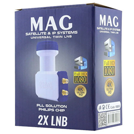 MAG ÇİFTLİ TWİN LNB ALTIN UÇLU PHILIPS CHİP 0.1DB (5042)