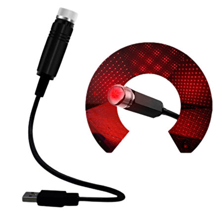 Kırmızı Ayak Altı Tavan Led Araç içi Aydınlatma Oto Araba İç Disko Ayarlanır USB Lamba Işık (5042)