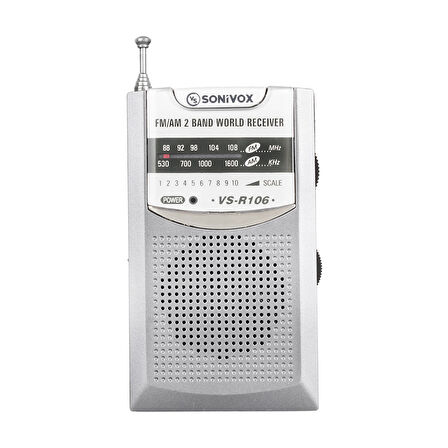 GRİ RENK CEP TİPİ ANALOG FM RADYO VS-R106 (5042)