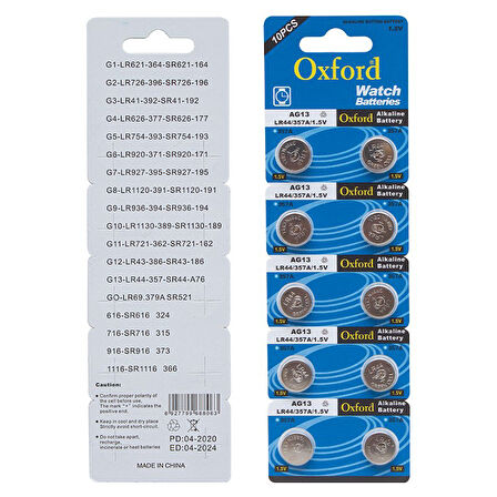 OXFORD AG13 LR44 PİL 10LU PAKET FİYAT * TIANQIU (5042)