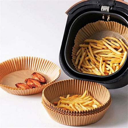 100 Adet  Air Fryer Pişirme Kağıdı Tek Kullanımlık  Yağlı Kağıdı Yuvarlak Tabak Model (5042)