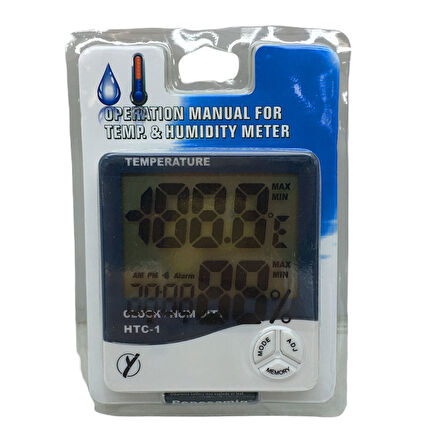 TEMPERATURE HTC-1 DİJİTAL SAAT - SICAKLIK - NEM ÖLÇER (5042)