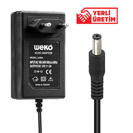 12 VOLT - 2 AMPER 5.5*2.1 UÇLU PLASTİK KASA PRİZ TİPİ ADAPTÖR (5042)