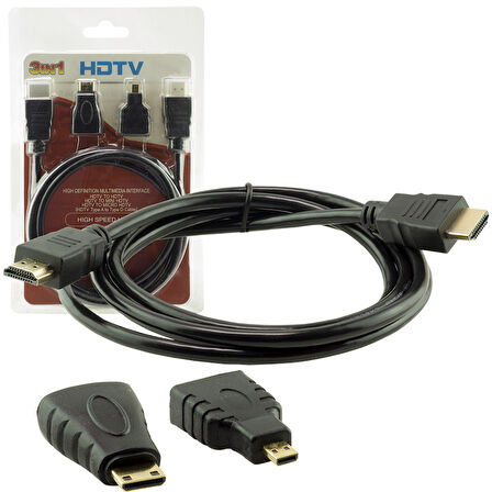 HDMI KABLO 1.5 METRE 3LÜ SET  (MICRO HDMI HDMI*MİNİ HDMI HDMI) (5042)