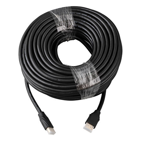 FULLY G-507K PLASTİK DÜZ SİYAH 25 METRE GOLD POŞETLİ HDMI KABLO (5042)