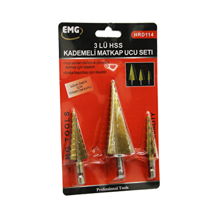 3 PARÇA  HSS KADEMELİ MATKAP UCU SET (5042)