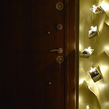 Bakır Renkli Led Işıklı Fotoğraf Asma Işık Süsleme Mandalları (5042)