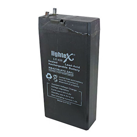 LIGHTEX LT-425 4 VOLT - 2.3 AMPER AKÜ (100 X 50 X 20 MM) (5042)