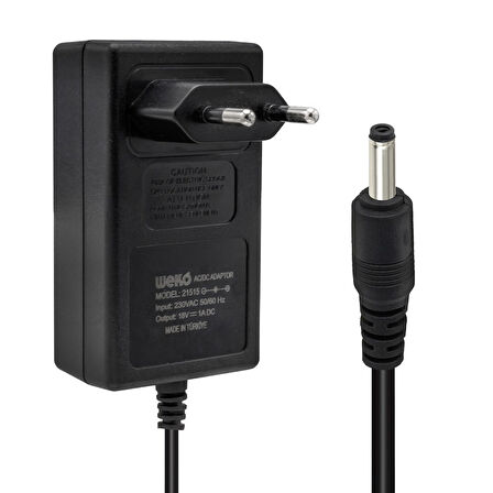 18 VOLT - 1 AMPER 3.5*1.35 UÇLU YERLİ ÜRETİM PRİZ TİPİ ADAPTÖR (5042)