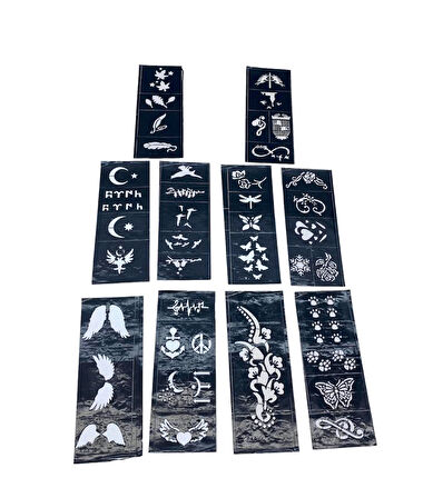 MİX DESEN 8X20CM TÜP KINA DESEN ÇIKARTMA ŞABLONU 10 PARÇA (5042)