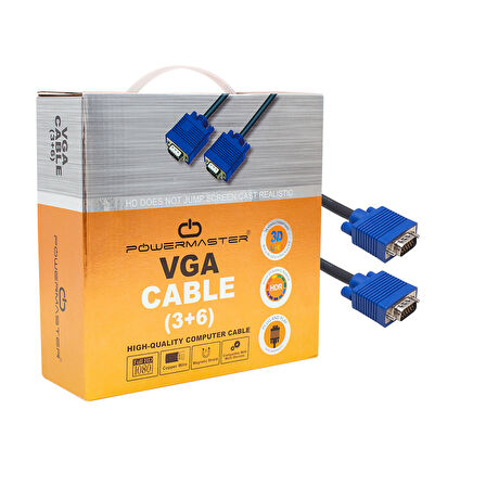 VGA KABLO 15 PİN 3+6 ERKEK/ERKEK 15M KUTULU (5042)
