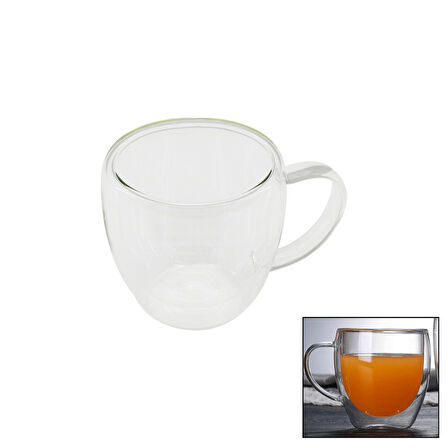 250ML - DAR ÇİFT CİDARLI - SADE TERMİSİL - ISIYA DAYANIKLI CAM BARDAK (5042)