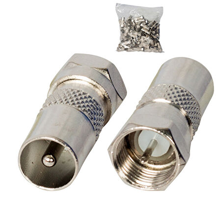 F KONNEKTÖR ERKEK 60 OHM ERKEK ÇEVİRİCİ METAL KONNEKTÖR (5042)