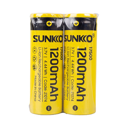 SUNKKO 3.7 VOLT 1200 MAH 17500 ŞARJ EDİLEBİLİR PİL  (TEKLİ) (5042)