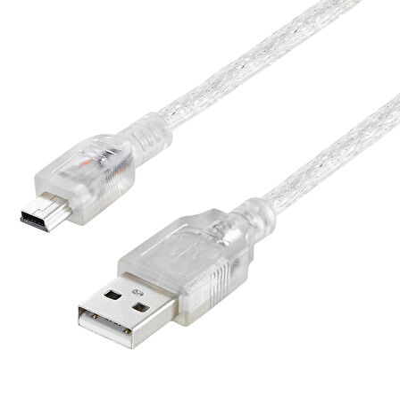 IPOD ŞARJ ALETİ KABLOSU USB 5 PİN GENİŞ 1.5 METRE ŞEFFAF  (SL-UK5) (5042)