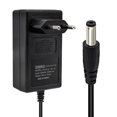 18 VOLT - 1 AMPER 5.5*2.5 UÇLU YERLİ ÜRETİM PRİZ TİPİ ADAPTÖR (5042)