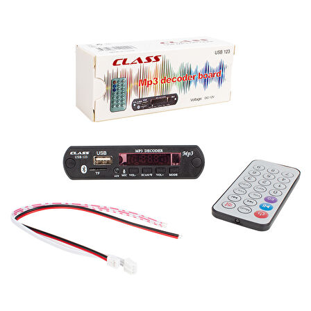 CLASS USB-123 12 VOLT SD+AF+VR OTO TEYP MİKROFONLU USB/SD ÇEVİRİCİ DİJİTAL PLAYER USB BOARD (5042)
