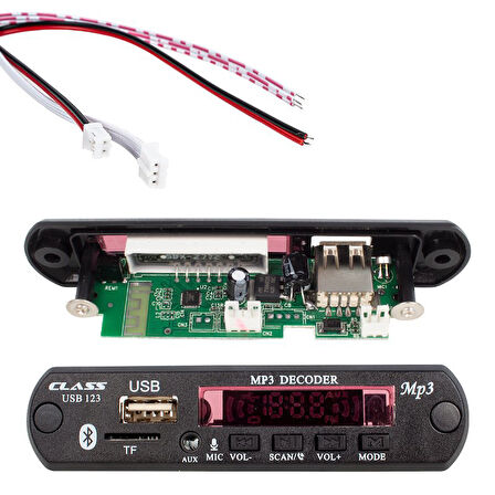 CLASS USB-123 12 VOLT SD+AF+VR OTO TEYP MİKROFONLU USB/SD ÇEVİRİCİ DİJİTAL PLAYER USB BOARD (5042)