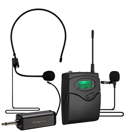 MAGICVOICE MV-1303Y UHF 1 YAKA + 1 HEADSET KABLOSUZ TELSİZ MİKROFON (5042)