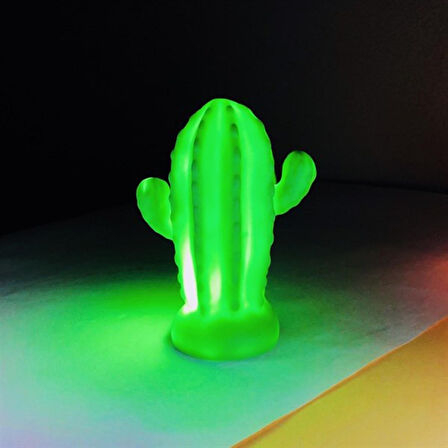 Pilli Silikon Led Işıklı Sevimli Kaktüs Gece Lambası Aydınlatması (5042)