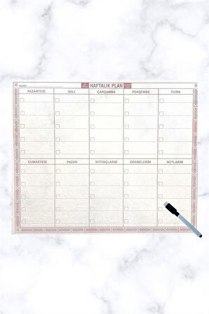 Şeffaf Kendiliğinden Yapışkanlı Kalemli Haftalık Planlayıcı 40cm-50cm (5042)